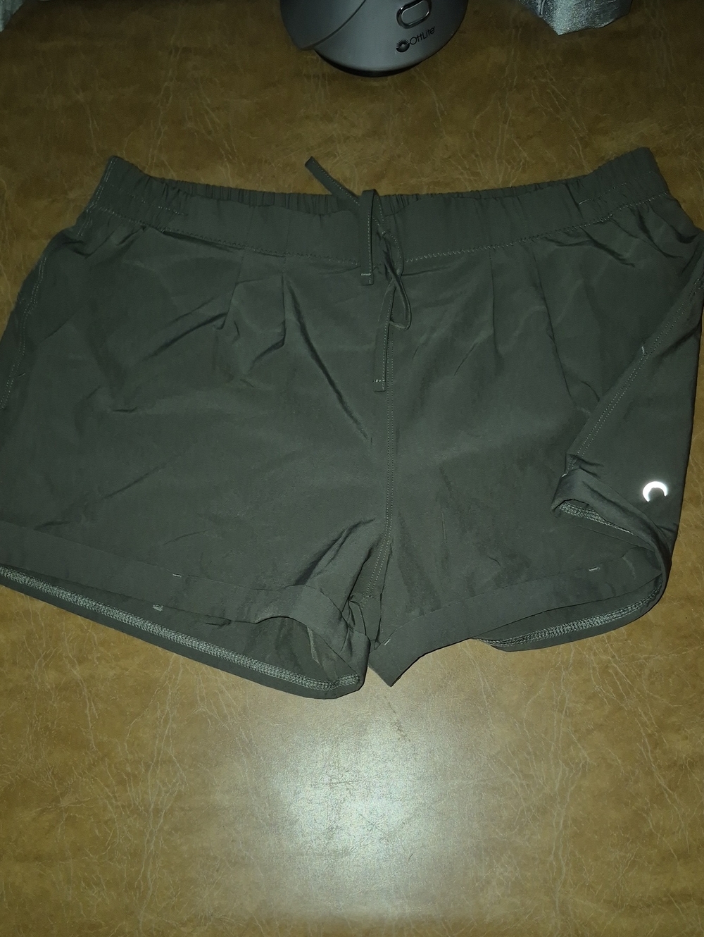 ZYIA Women's Olive Green Athletic Shorts with Drawstring..size L